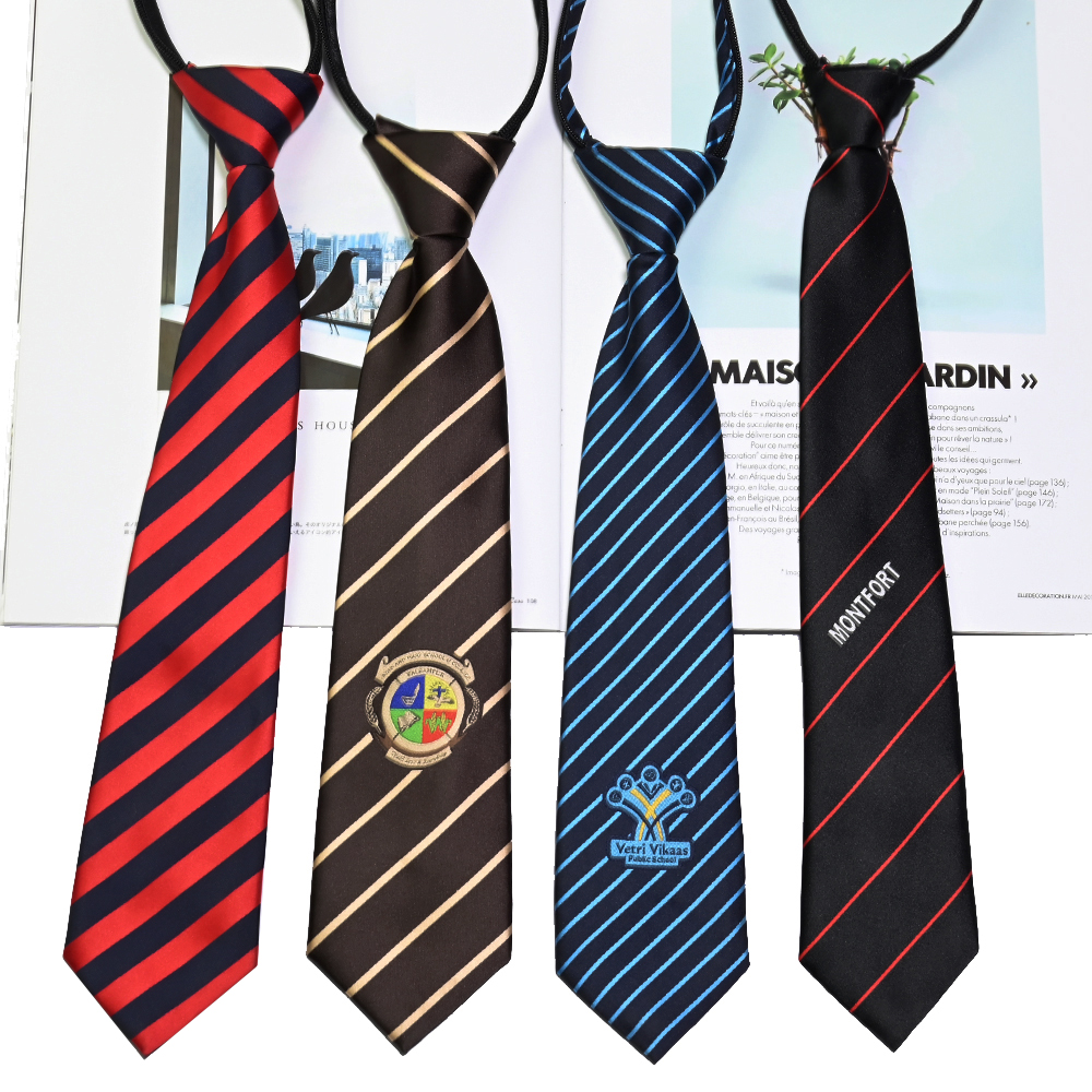 工廠價格定制logo兒童學校拉鏈領(lǐng)帶 來稿來樣定制領(lǐng)帶