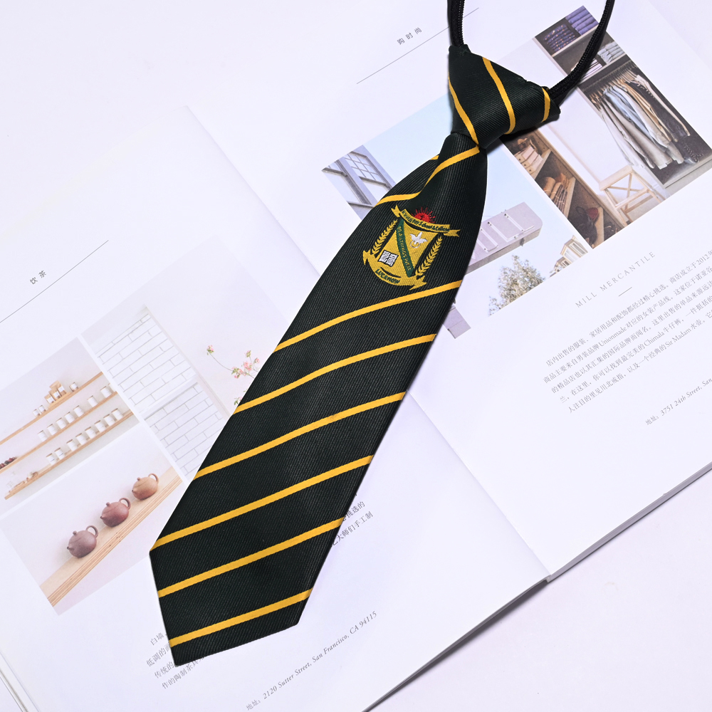學院風定制logo條紋拉鏈滌絲提花領(lǐng)帶