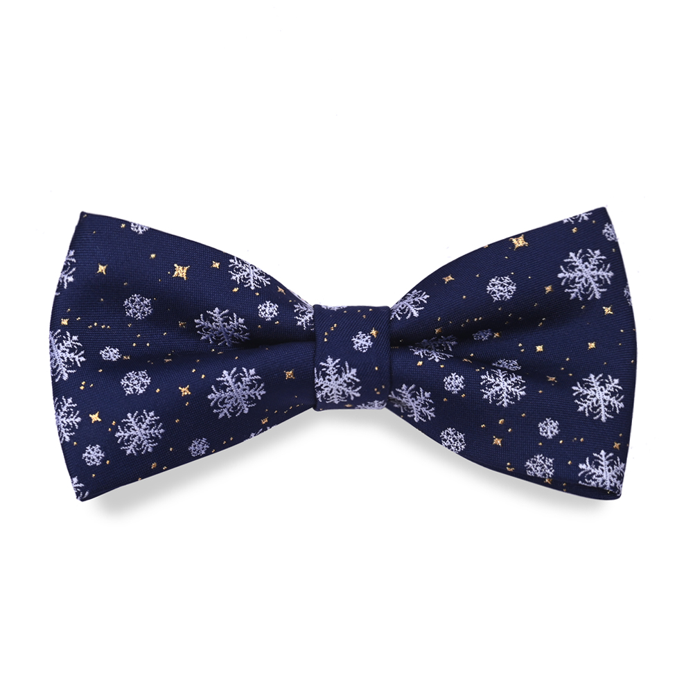 新款圣誕領結藏青色經典雪花提花領結