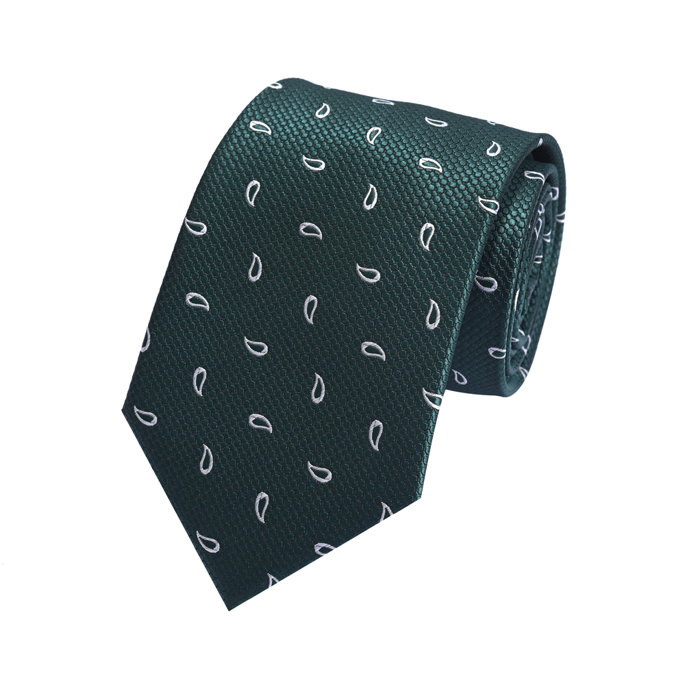 綠色時(shí)尚腰果花滌絲提花領(lǐng)帶